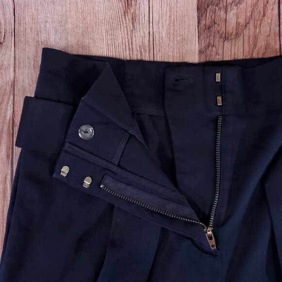 COS Womens Size 4 High Waist Belted Cropped Tapered Pants Navy Blue Minimalist - Picture 7 of 12